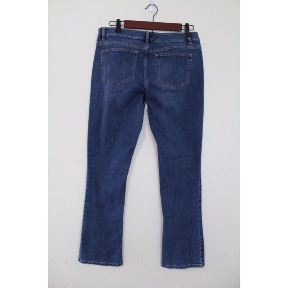 J JILL medium washed Blue Stretch Denim Authentic Fit Slim Boot Cut Jeans size 6 - Picture 2 of 12